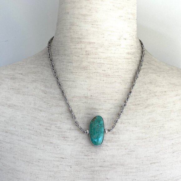 Sterling Silver 925 SWS Reversible Green Blue Turquoise Braided Chain Necklace - Picture 13 of 16